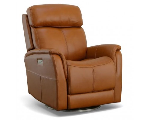 View Swivel Power Recliner with Power Headrest and Lumbar Grey